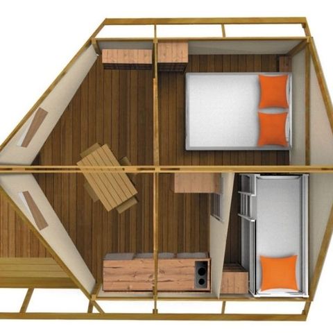 Glampingtent 4 personen - Bung Junior 4 personen 2 slaapkamers 17m² zonder sanitair