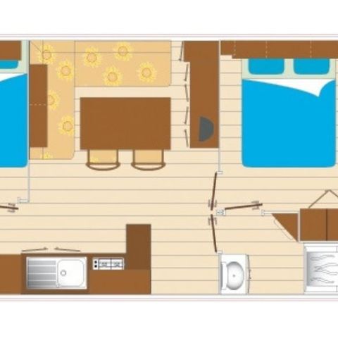 Stacaravan 6 personen - Copy Stacaravan Evasion 6 personen 2 kamers 28m² - Stacaravan voor 6 personen