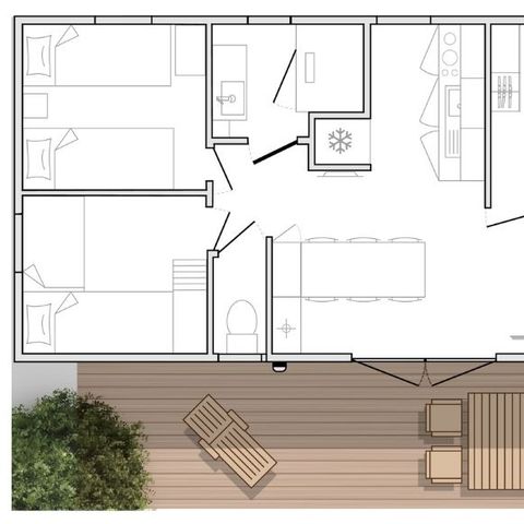 Stacaravan 6 personen - Mahana 3 slaapkamer 33m² appartement