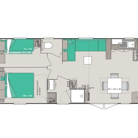 Stacaravan 8 personen - Comfort 4 slaapkamers 37m²