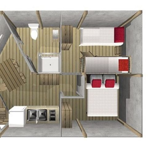 Glampingtent 5 personen - Junior 2 slaapkamers 21m²