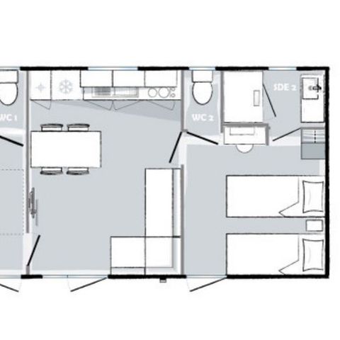 Stacaravan 6 personen -  Premium 2 slaapkamers 2 badkamers 33m² (33m²)