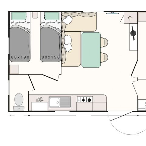Stacaravan 7 personen - Stacaravan Evasion+ 7 personen 2 kamers 28m² - stacaravan