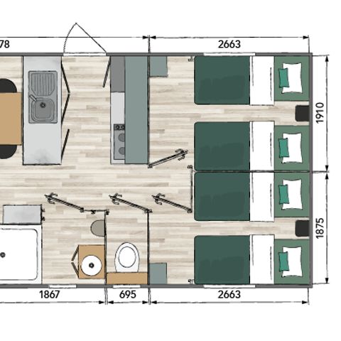 Stacaravan 6 personen - Stacaravan Seychellen 3 slaapkamers / airco, vaatwasser, 2 badkamers