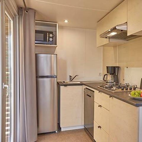Stacaravan 4 personen - Ultimate | 2 slaapkamers | 4 pers | Verhoogd terras | 2 badkamers | Airconditioning | TV