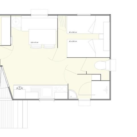 Stacaravan 4 personen - Stacaravan | Premium | 2 Slaapkamers | 4 Pers | Enig terras | Airconditioning | TV