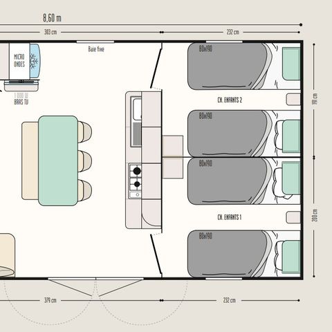 Stacaravan 6 personen - PREMIUM