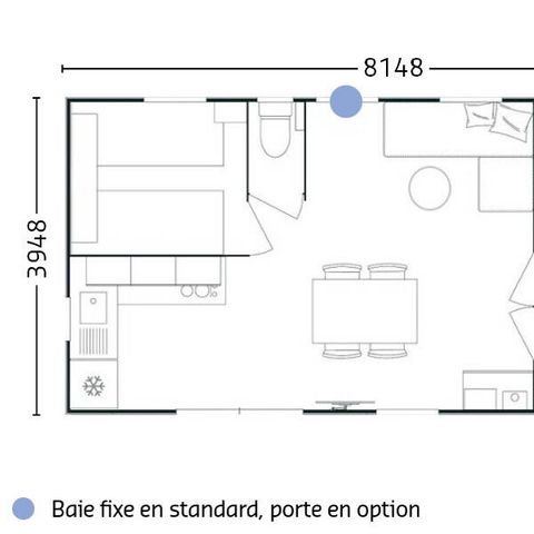 Stacaravan 6 personen - Comfort | 2 Slaapkamers | 4/6 Pers | Verhoogd terras | Airconditioning