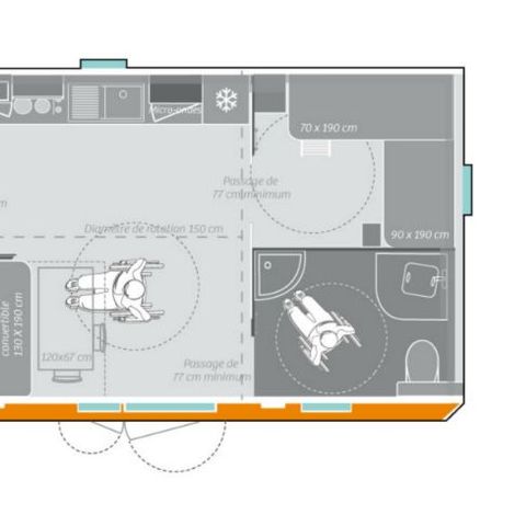 Stacaravan 4 personen - 2 Standaard PMR-kamers