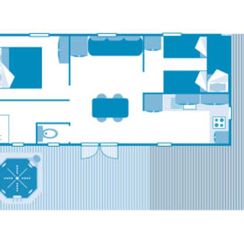 Stacaravan 5 personen - Cottage 5p 2ch Jacuzzi Premium