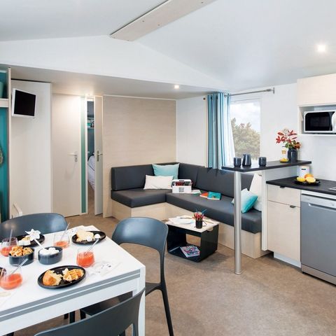 Stacaravan 6 personen - Comfort XL | 3 slaapkamers | 6 pers | Verhoogd terras | Airconditioning