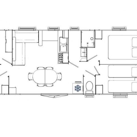 Stacaravan 8 personen - Comfort 8 personen 4 slaapkamers 40m².