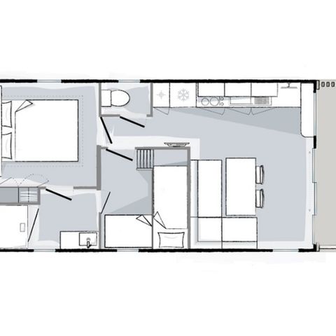 Stacaravan 4 personen - Mahana voor 4 personen 2 kamers 28m² (28m²)