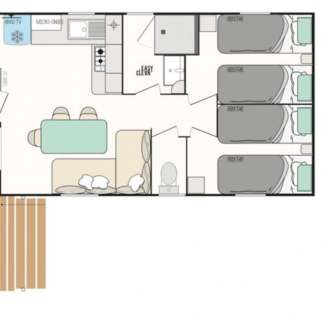 Stacaravan 6 personen - Stacaravan Loisir+ 6 personen 3 kamers 30m² - stacaravan voor 6 personen