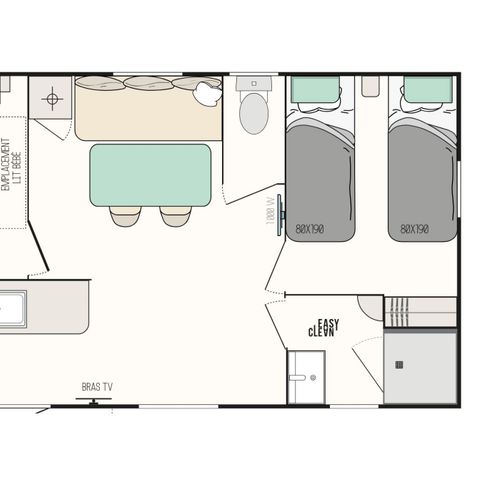 Stacaravan 7 personen - Stacaravan Evasion 7 personen 2 kamers 28m² - Stacaravan voor 7 personen