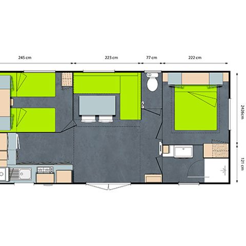 Stacaravan 4 personen - GRAND CONFORT 2CH