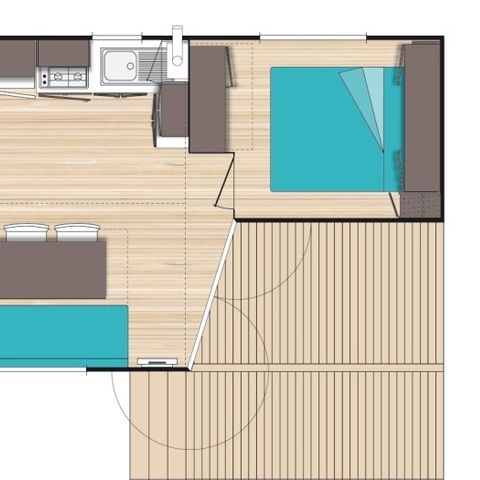 Stacaravan 4 personen - Classic XL | 2 slaapkamers | 4 pers. | Eenpersoons terras | TV