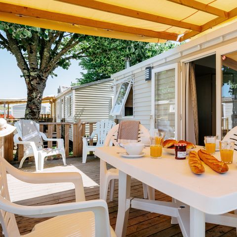 Stacaravan 6 personen - Comfort XL | 2 slaapkamers | 4/6 pers. | Verhoogd terras | Airconditioning | TV