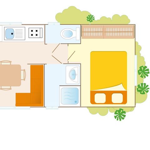 Stacaravan 4 personen - Classic XL | 2 slaapkamers | 4 pers. | Single terras