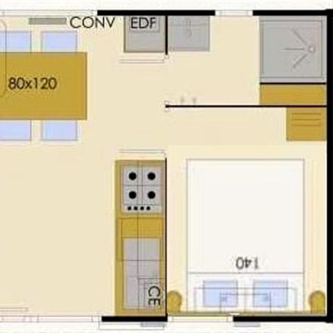 Stacaravan 4 personen - MODULO 1 slaapkamer 2/4 pers.