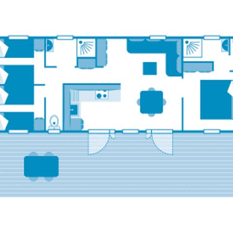 Stacaravan 6 personen - Cottage Cheverny 6p 3ch 2SdB Premium