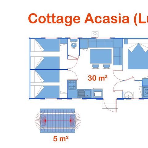 Stacaravan 6 personen - Huisje Acacia (Lux)