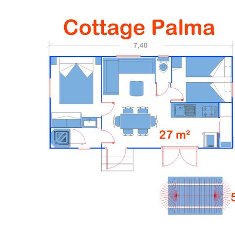 Stacaravan 6 personen - Huisje Palma (Standaard)