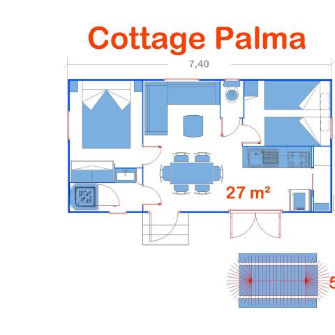 Stacaravan 6 personen - Huisje Palma