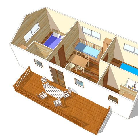 Stacaravan 4 personen - Comfort | 2 slaapkamers | 4 pers | Eenpersoons terras | Airconditioning