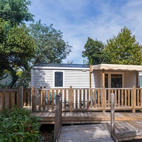 Stacaravan 4 personen - Stacaravan PMR | Comfort XL | 2 slaapkamers | 4/6 pers. | Verhoogd terras | Airconditioning | TV