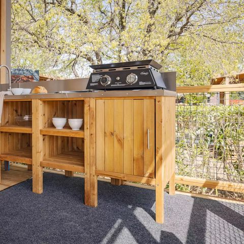 Stacaravan 6 personen - Ultimate | 3 slaapkamers | 6 pers | Terras Lounge | Buitenkeuken | 2 badkamers | Airconditioning | TV