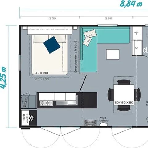 Stacaravan 6 personen - Mobile-home | Comfort XL | 3 slaapkamers | 6 pers. | Verhoogd terras | Airconditioning | TV
