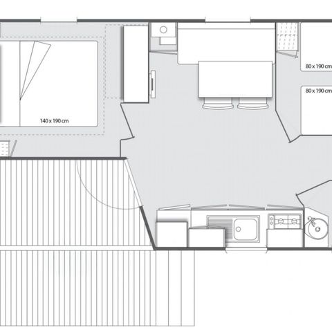 Stacaravan 6 personen - Evasion 2 kamers 23m² (23m²)