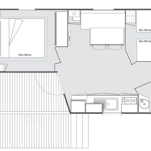 Stacaravan 6 personen - Evasion 2 kamers 23m² (23m²)