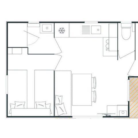 Stacaravan 5 personen - Stacaravan Evasion+ 5 personen 2 kamers 23m² - Stacaravan voor 5 personen