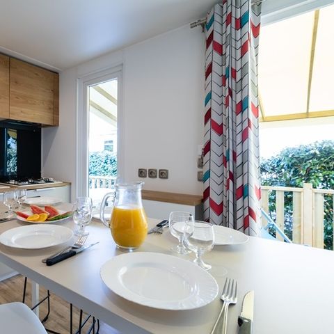 Stacaravan 6 personen - Grand Large 34.5m² (3 kamers D) (jonger dan 8 jaar) + TV + Terras