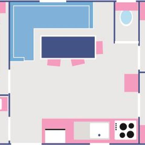 Stacaravan 6 personen - Cottage Séquanie - 32m² - 3 kamers voor grote gezinnen