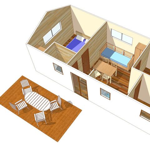 Stacaravan 4 personen - Classic | 2 slaapkamers | 4 pers. | Single terras | Air-con.