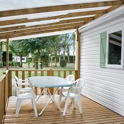 Stacaravan 6 personen - Mobile-home | Comfort XL | 2 slaapkamers | 4/6 pers. | Verhoogd terras | Airconditioning