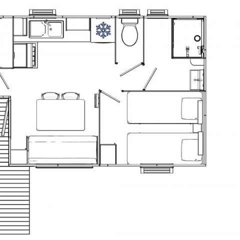 Stacaravan 6 personen - Mobile-home | Comfort | 2 Slaapkamers | 4/6 Pers. | Single terras | Air-con.