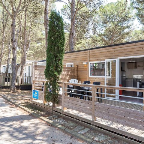 Stacaravan 6 personen - Stacaravan | Premium | 3 slaapkamers | 6 personen | Verhoogd, onoverdekt terras | 1 badkamer | Airconditioning