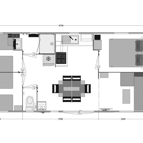 Stacaravan 7 personen - FAMILIE PLUS AIRCONDITIONING