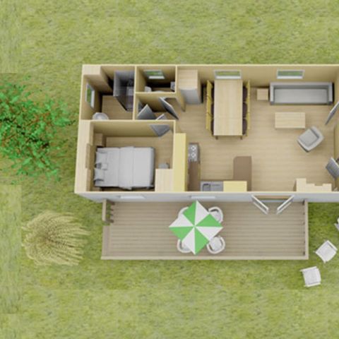 Stacaravan 6 personen - Klassiek | 3 Slaapkamers | 6 Pers. | Verhoogd terras | Airconditioning | TV