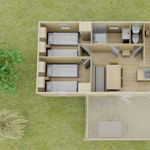 Stacaravan 6 personen - Klassiek | 3 Slaapkamers | 6 Pers. | Verhoogd terras | Airconditioning.