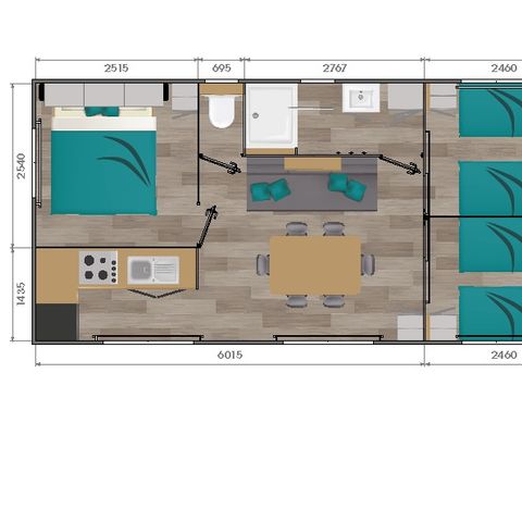 Stacaravan 4 personen - Premium 2 slaapkamers 4 personen