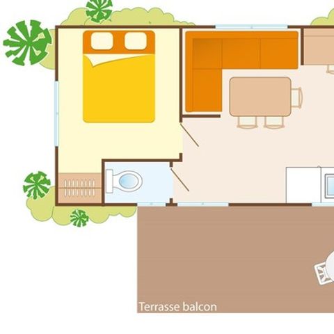 Stacaravan 6 personen - Familie 2 slaapkamers
