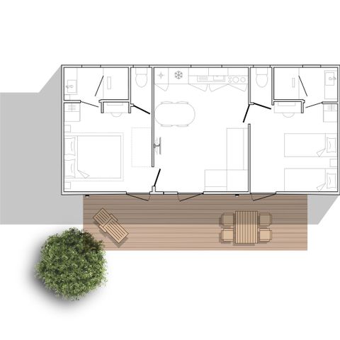 Stacaravan 4 personen - Cottage Privilège Buis 2bed 2bad + airconditioning