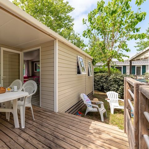 Stacaravan 6 personen - Stacaravan Homair Vacances op camping St Aygulf-Plage Comfort | 2 Slaapkamers | 4/6 Pers | Single terras | Airconditioning