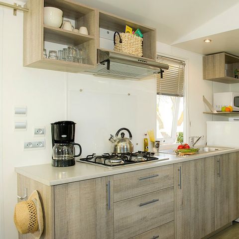 Stacaravan 2 personen - Comfort | 1 Slaapkamers | 2 Pers | Verhoogd terras | Airconditioning | TV