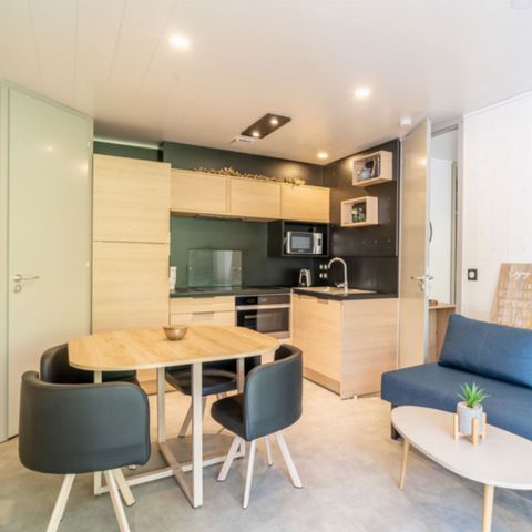 Stacaravan 4 personen - Lodge Kabane 2 slaapkamers, 2 badkamers, 4 personen.